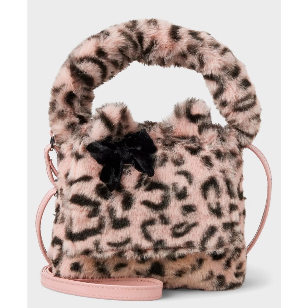 NWT: Girls Leopard Bag - Lil' Leopard - Tan with Leopard Print Faux Fur Handbag